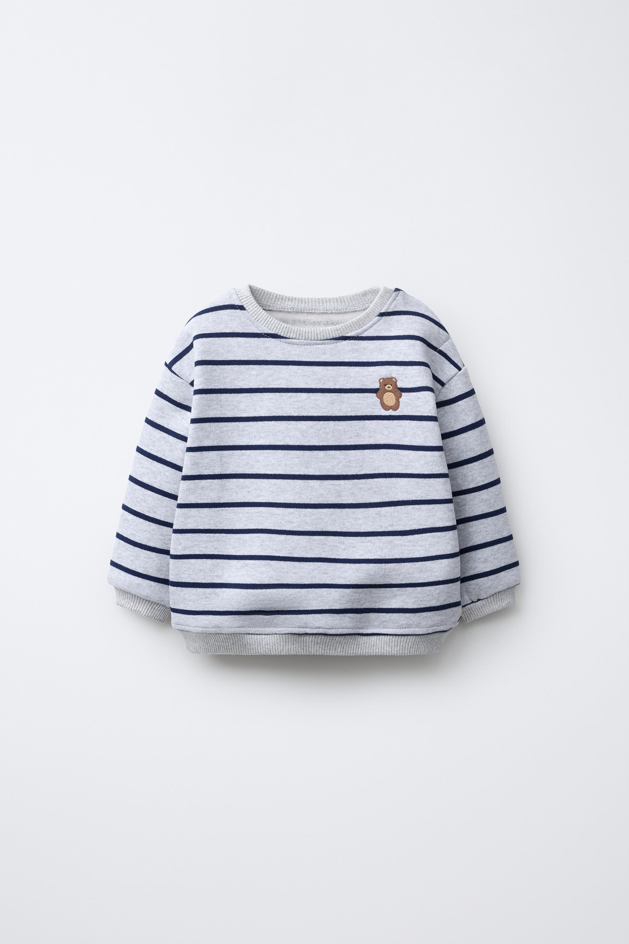 SWEAT RAYURES BRODERIE OURS